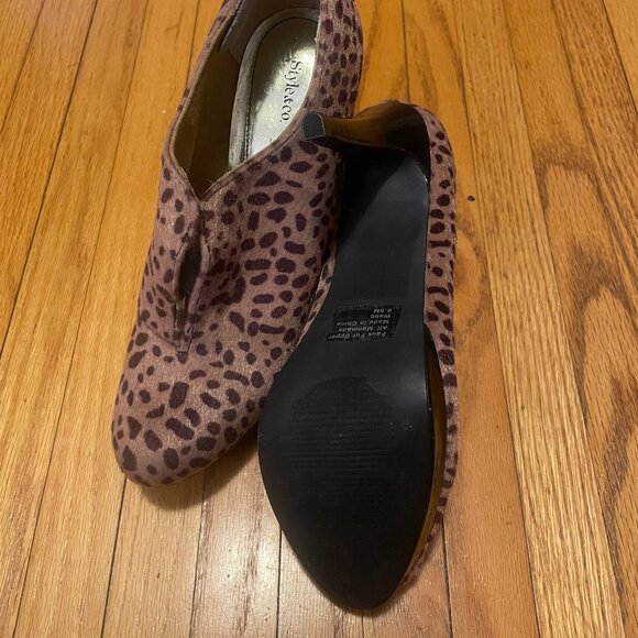 Style & Co. Faux Fur Cheetah Platform Stiletto Ankle Booties Womens Size 6.5 - Picture 3 of 4